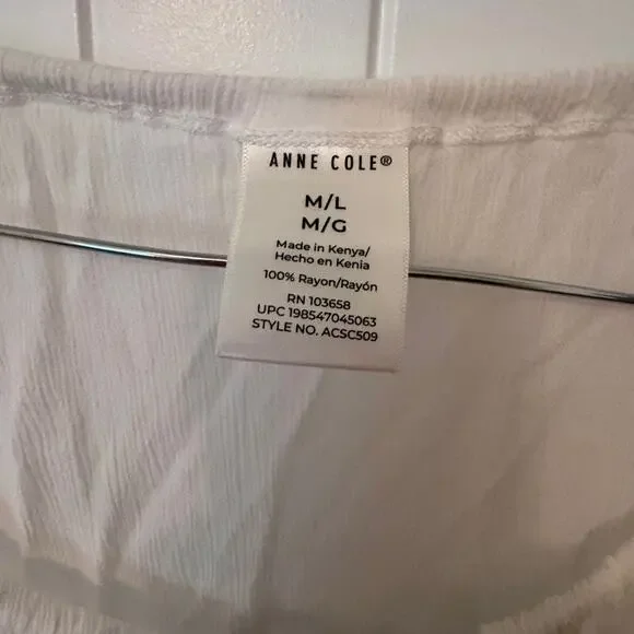 Anne Cole White Rayon Top - Picture 2 of 3